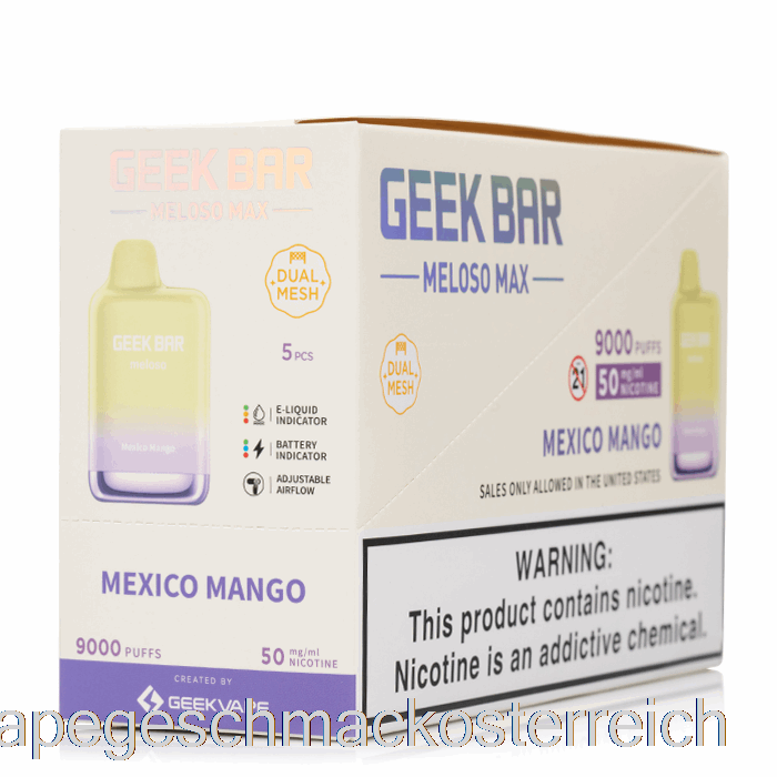 [5er-Pack] Geek Bar Meloso Max 9000 Einweg-Vape-Geschmack